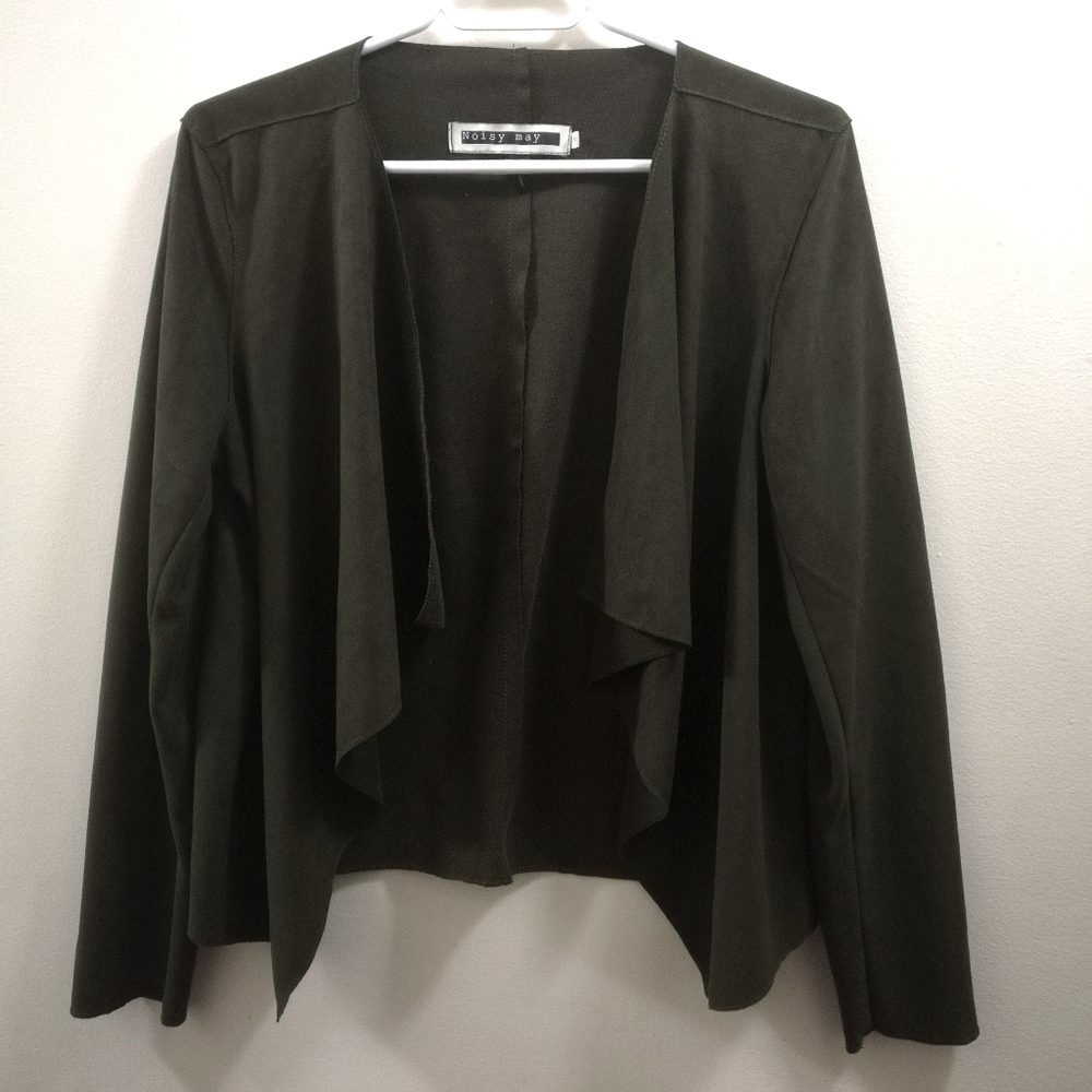 Noisy May Drape Front Faux Suede Blazer - Picture 1 of 4
